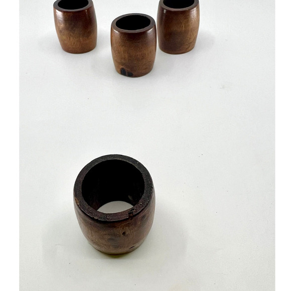 Lot Of 4 Vintage Mid Century Modern MCM Teakwood ? Napkin Rings - Picture 4 of 5